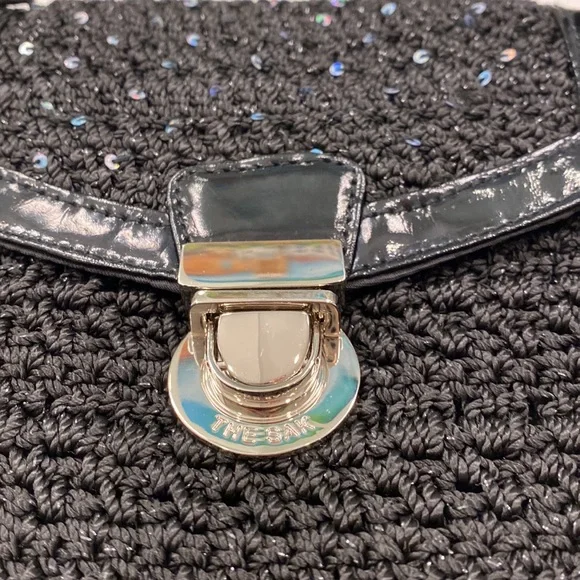 The Sak - Woven Crossbody Bag, Black/Iridescent Sequins/Metallic Silver - EUC - Picture 3 of 12